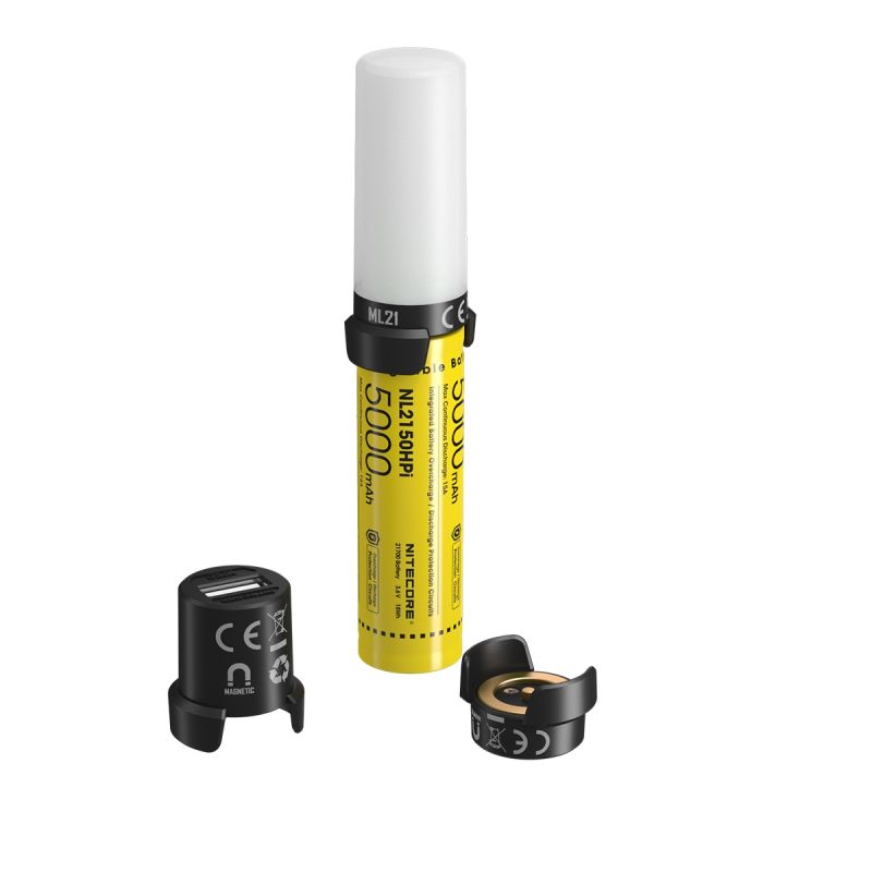 Nitecore 21700 Sistema de bateria inteligente ML21 Luz magnética MPB21 banco de potência magnética NL2150HPI 5000mAH 3.6V 15A bateria