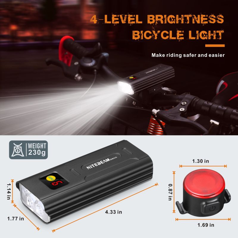 NiteBeam BR05 luzes de bicicleta 5x T6 5000 lumens USB recarregável bicicleta luz frontal e bicicleta cauda luz