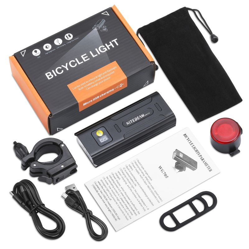 NiteBeam BR05 luzes de bicicleta 5x T6 5000 lumens USB recarregável bicicleta luz frontal e bicicleta cauda luz