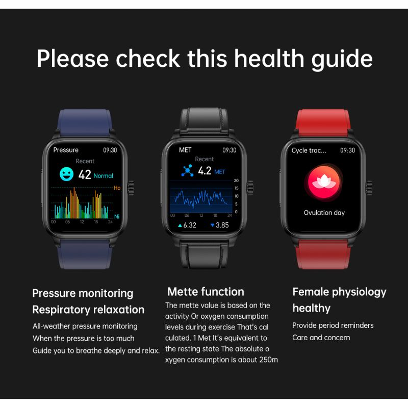 ET540 Blood glucose ECG Body temperature Blood pressure Blood oxygen Heart rate Bluetooth call Smartwatch Fitness Tracker