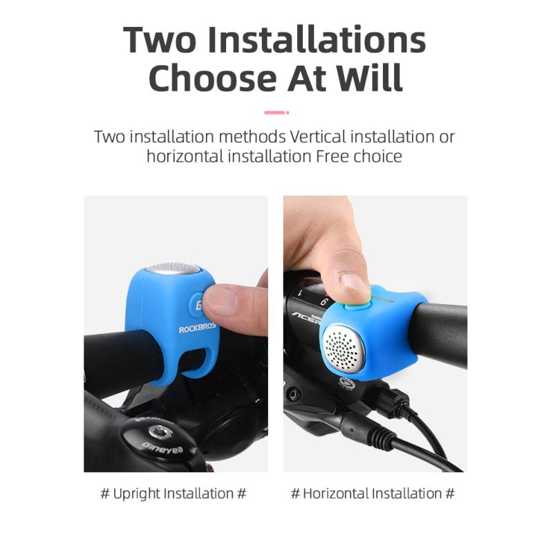 Campainha de ciclismo elétrica ROCKBROS 90 dB buzina à prova de chuva MTB guiador de bicicleta sílica gel shell anel campainha de bicicleta acessórios de bicicleta