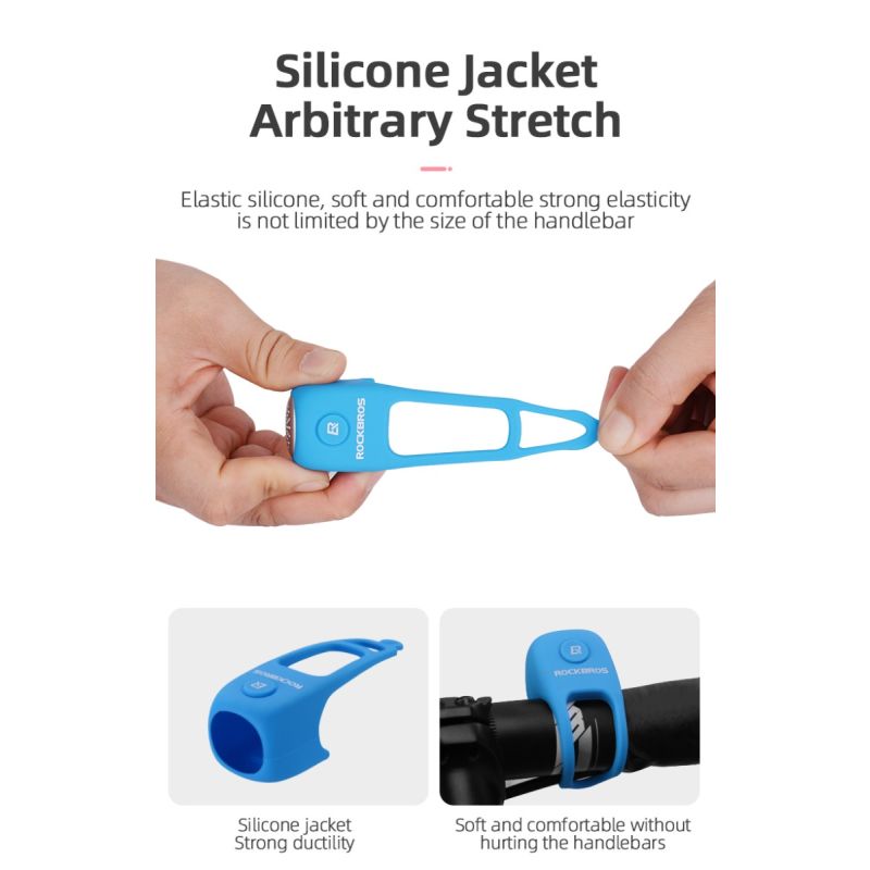 Campainha de ciclismo elétrica ROCKBROS 90 dB buzina à prova de chuva MTB guiador de bicicleta sílica gel shell anel campainha de bicicleta acessórios de bicicleta