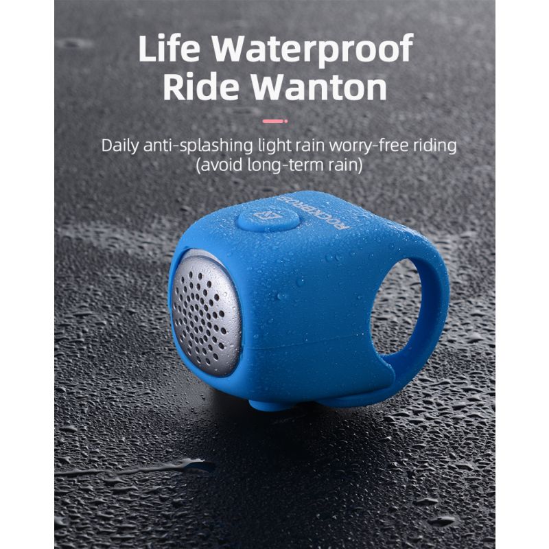 Campainha de ciclismo elétrica ROCKBROS 90 dB buzina à prova de chuva MTB guiador de bicicleta sílica gel shell anel campainha de bicicleta acessórios de bicicleta