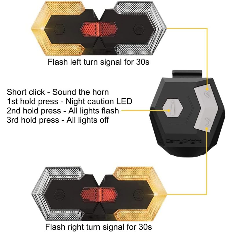 CarryBright CBX4 Bicycle Turn Signal Light with Horn USB Charging Waterproof Cycling Safety Accessory