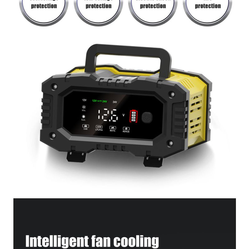 FOXSUR Portable Car Battery Charger 12V 24V Versatile Charger for AGM LiFePO4 Lead Acid Motorcycle Truck