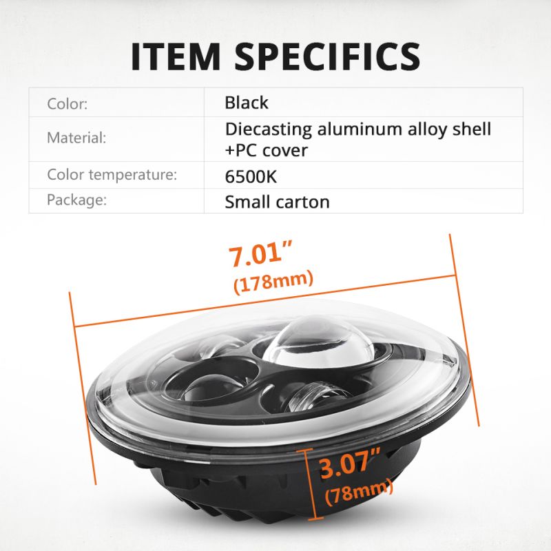 1 par CO LIGHT 7 polegadas LED farol H4 DRL redondo 7'' faróis com amarelo e branco Angel Eye para Jeep Wrangler Lada Niva 4x4 60W