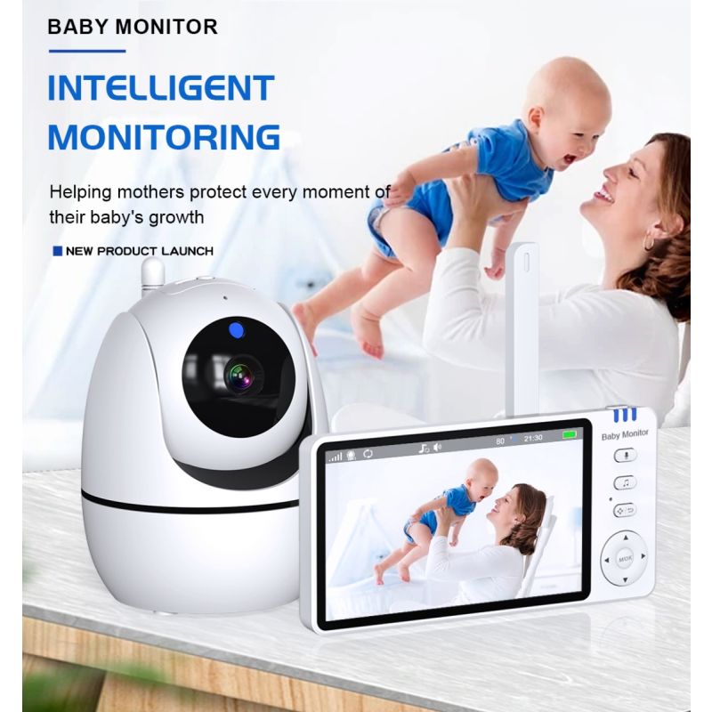 ABM501 Video Baby Monitor 2.4G Wireless 5.0 Inches LCD Night Vision Two Way Audio for Family Safety