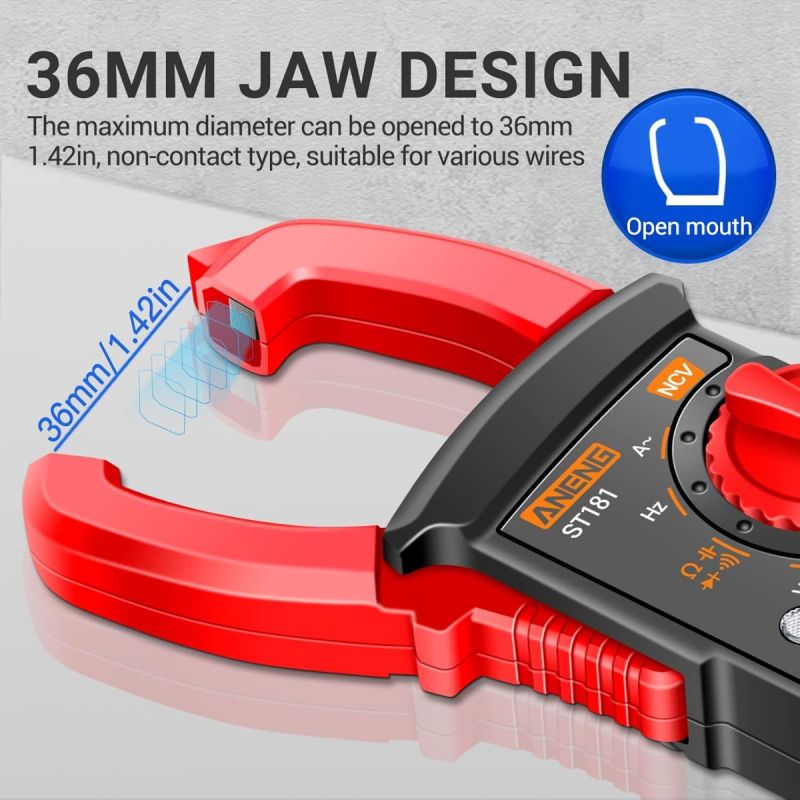 ANENG ST180 Digital Clamp Meter Multimeter Tester 4000 Counts with NCV Amp Ohm Volt Measures AC Current, AC/DC Voltage,Capacitance, Resistance, Diodes, Continuity Frequency Backlight Electrican Tools