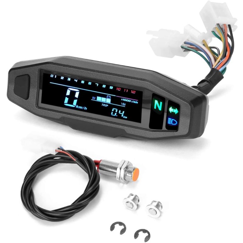 Universal RPM Motorcycle Meter Speedometer Digital Odometer with Multi-Function Display Easy Installation