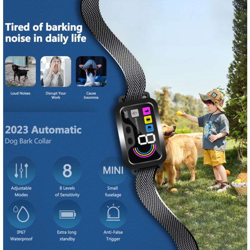 Smart Automatic Anti Barking Dog Collar with Adjustable Training Modes Waterproof Design Bark Detection Tech