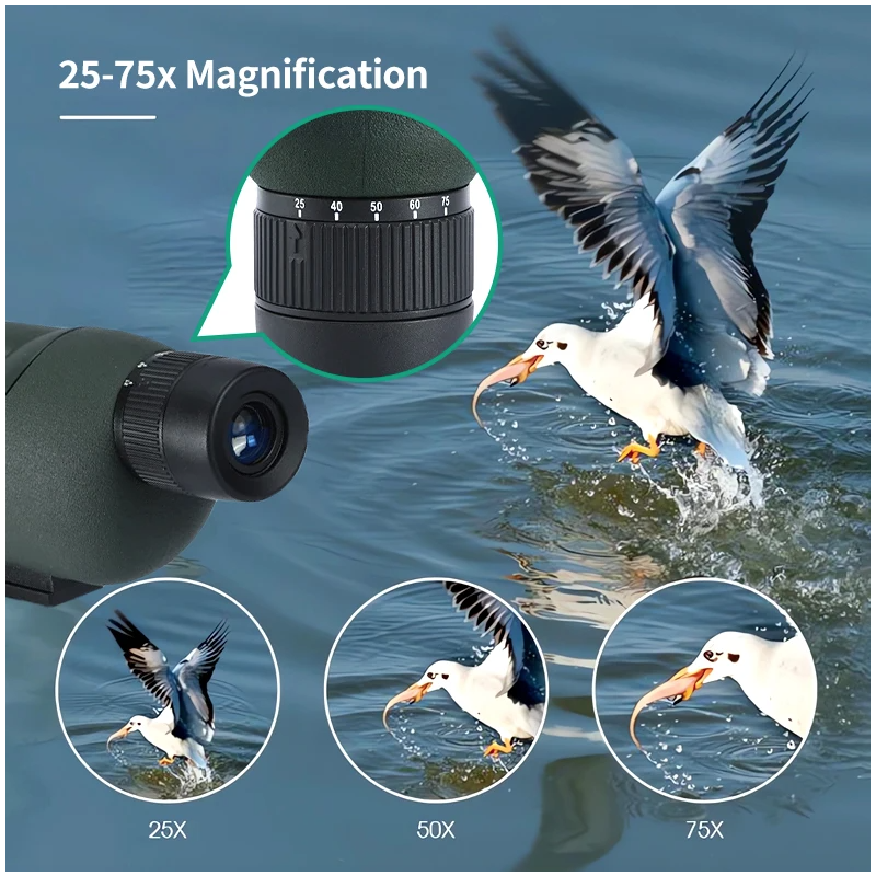 25-75x60 Zoom Spotting Scope ED Lens Powerful Monocular Bak4 Prism Telescope For Outdoor Camping Bird Watching