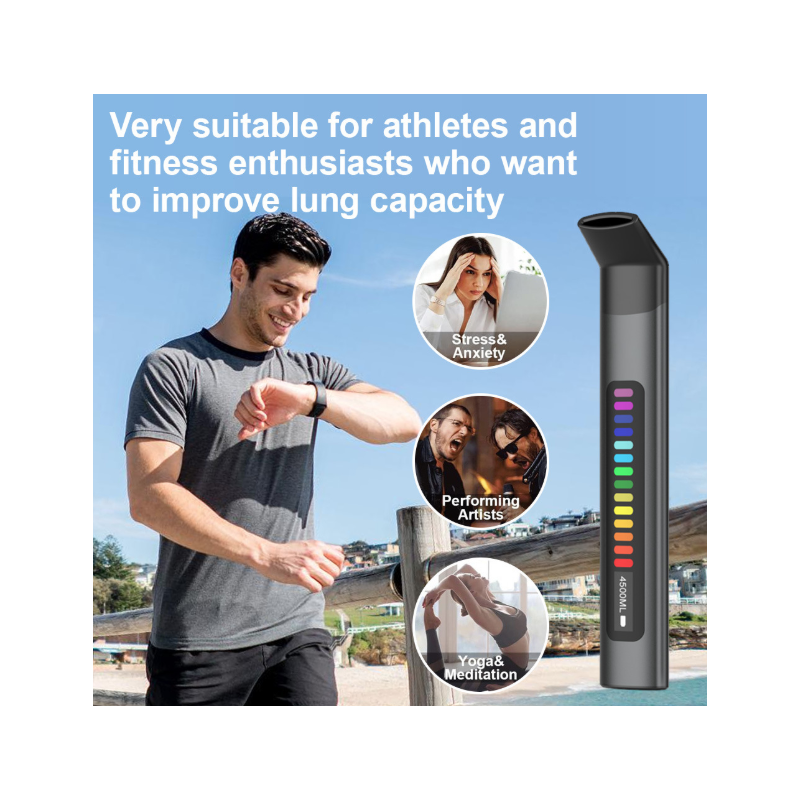 Breathing Exercise Device, Portable Breathing Training Device for Better Breathe, Guided Smart Breathing Exercise Assistant for Athletes andSports Enthusiasts