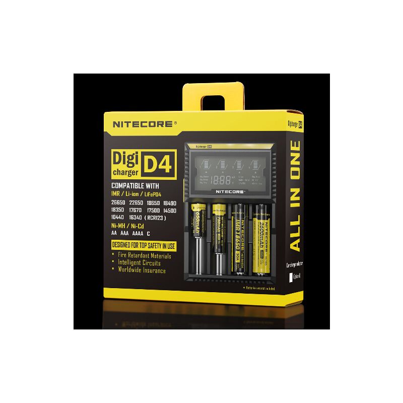 Nitecore D4 Digicharger LCD Display Bateria Nitecore Carregador Inteligente 2.0 Fit Li-ion 18650 14500 16340 26650