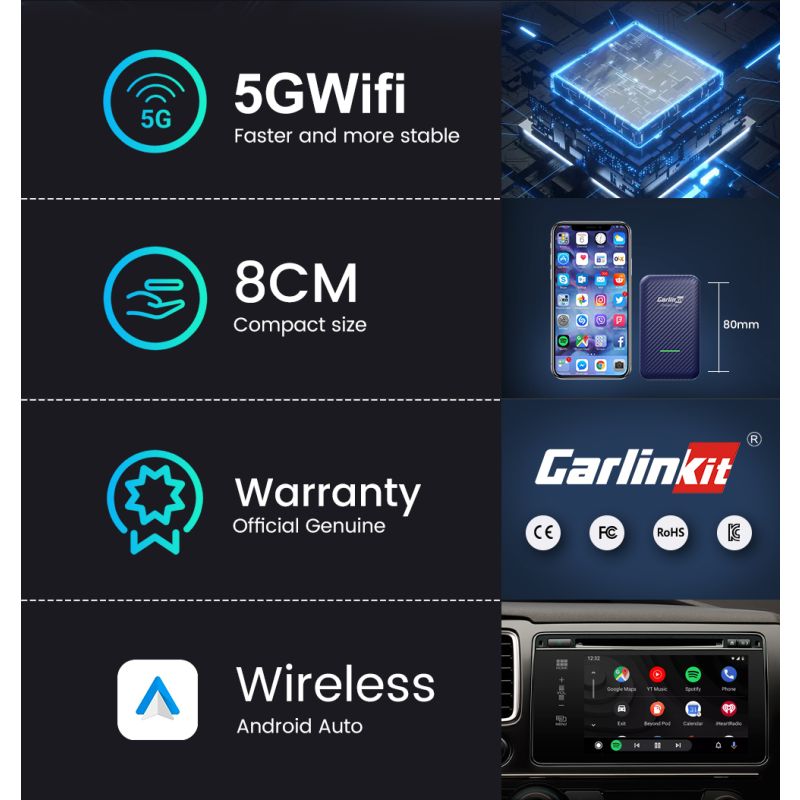 CarlinKit 4.0 Wireless CarPlay Box for Audi VW Porsche Kia Plug and Play Easy Setup Hands-Free Connectivity