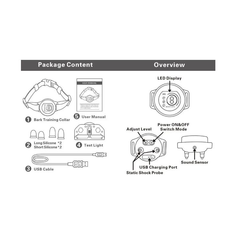 Smart Automatic Anti Barking Dog Collar Rechargeable Design with Intelligent Bark Recognition Humane Solution