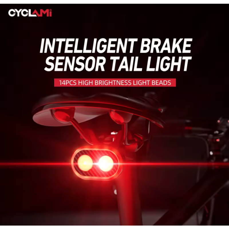 CYCLAMI CY200 Smart Brake Sensing Rear Light LED Bicycle Tail Light for Safe Night Rides and Urban Cycling