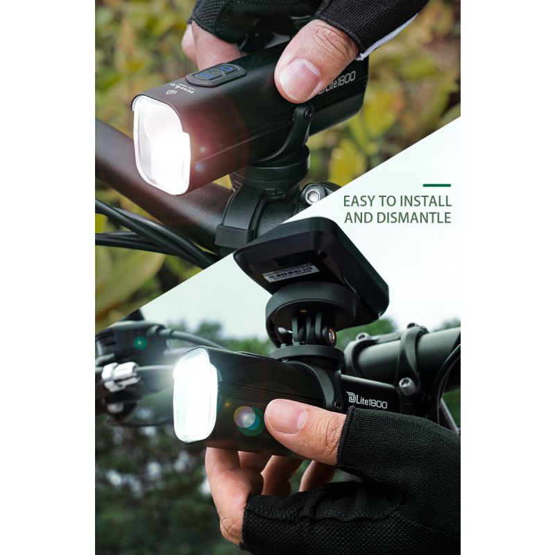 TOWILD DLite 1800 USB Rechargeable Bike Light 2100 Lumens Waterproof Headlight Cycling Safety 5000mAh Battery