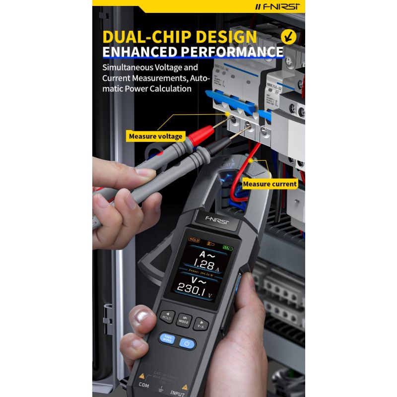 FNIRSI DMC-100 Clamp on Multimeter Fully Automatic Intelligent High Precision Clamp on Meter Ammeter Universal Meter, Measures NCV, AC/DC Voltage Current, Continuity Capacitance Diode Resistance, Temperature