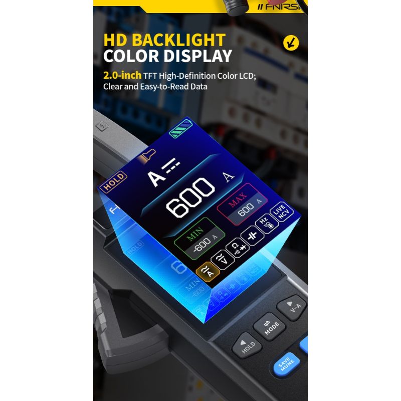 FNIRSI DMC-100 Clamp on Multimeter Fully Automatic Intelligent High Precision Clamp on Meter Ammeter Universal Meter, Measures NCV, AC/DC Voltage Current, Continuity Capacitance Diode Resistance, Temperature