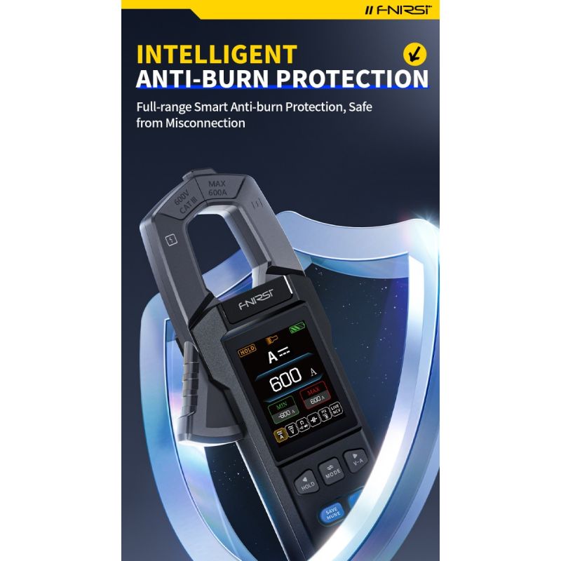 FNIRSI DMC-100 Clamp on Multimeter Fully Automatic Intelligent High Precision Clamp on Meter Ammeter Universal Meter, Measures NCV, AC/DC Voltage Current, Continuity Capacitance Diode Resistance, Temperature