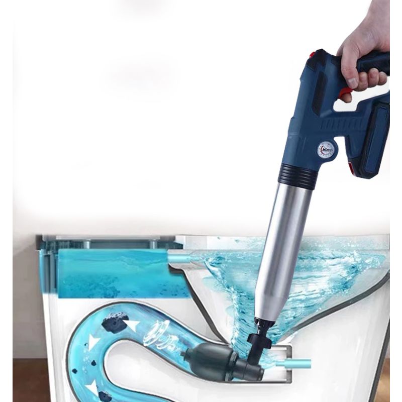 Electric Sewer Dredge Tools with Clogged Toilet Plungers and Air Drain Blaster Gun for Efficient Plumbing Solutions