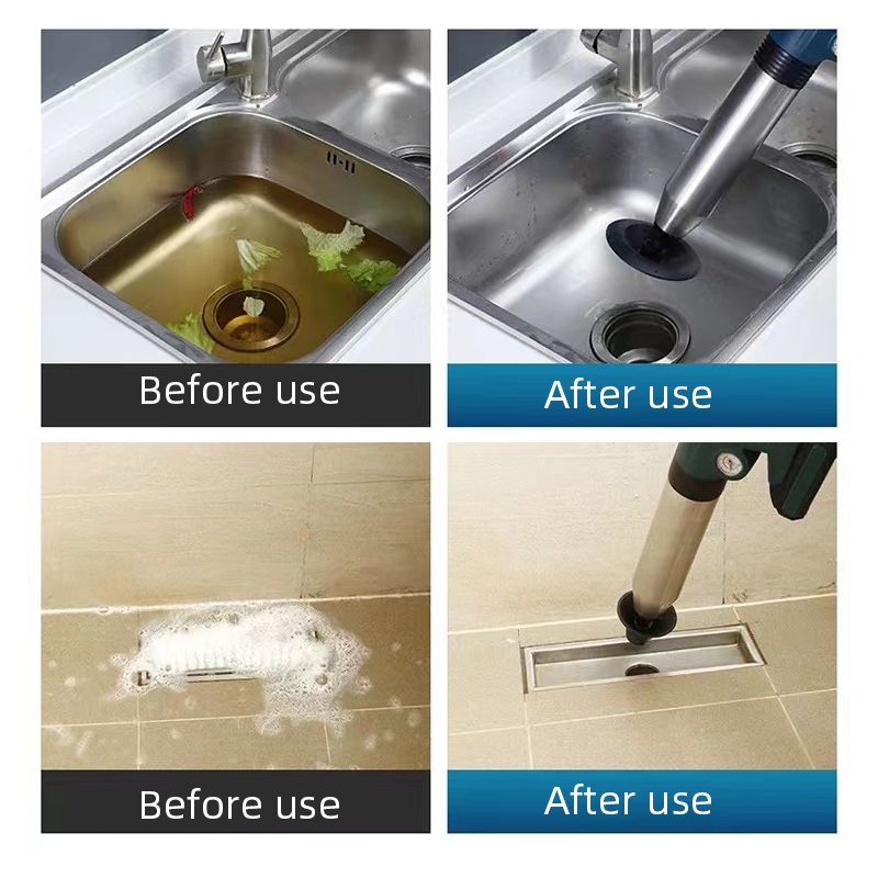 Electric Sewer Dredge Tools with Clogged Toilet Plungers and Air Drain Blaster Gun for Efficient Plumbing Solutions