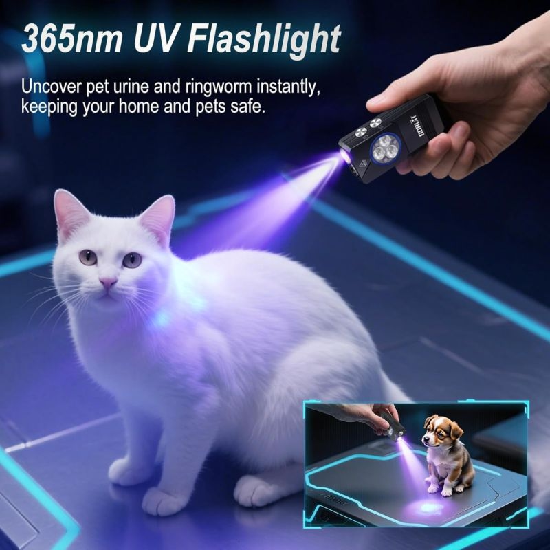 EV30 Mini LED EDC Flashlight with 365nm UV Light, 550 Lumens USB-C Rechargeable Pocket Keychain Flashlight