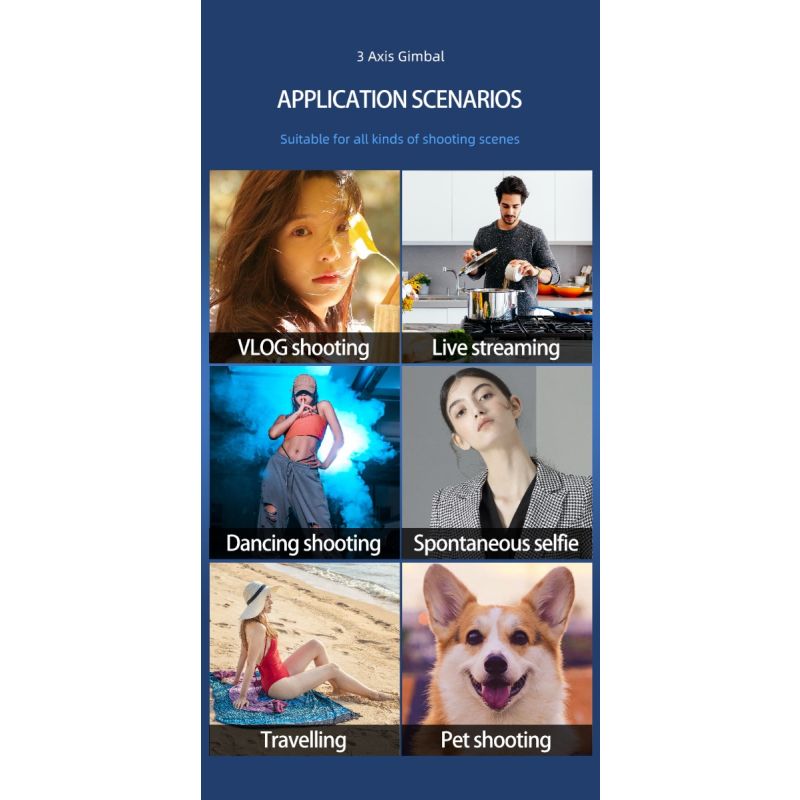 F10 Pro Stabilizer 3-Axis Phone Gimbal for Mobile Filmmaking with Smartphone Compatibility and Face Recognition