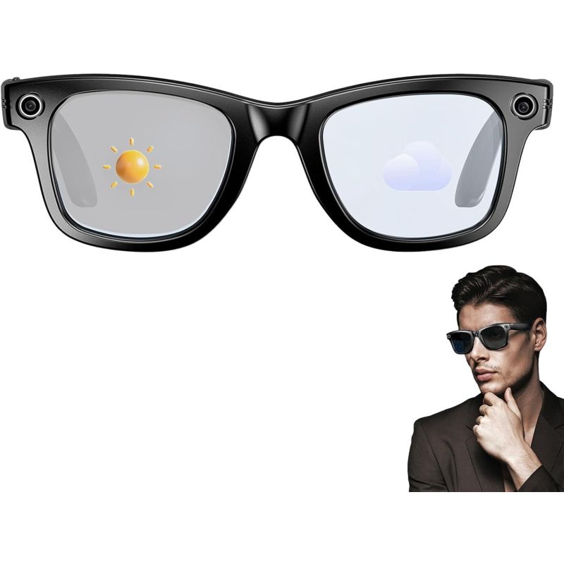 AI Smart Translation Glasses, Smart Glasses with Camera and Bluetooth, AI Glasses for Calls & Musi,UV Protection,Anti-Blue Light Glasses Everyday Wear