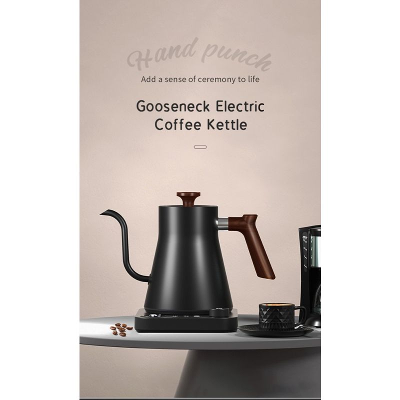 Electric Gooseneck Kettle Real-Time Temperature Control 1200-Watt Quick Heating Safe Design Precision Pouring