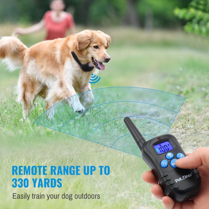 PETRAINER 998D 300M Remote Elétrico Cão Collar Choque Vibração Recarregável à prova de chuva de treinamento de cão com tela LCD