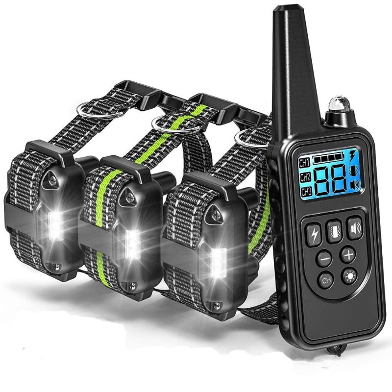Colar de treinamento de cão elétrico 800m com tela LCD Pet Controle remoto impermeável colares recarregáveis ??para o som de vibração de choque