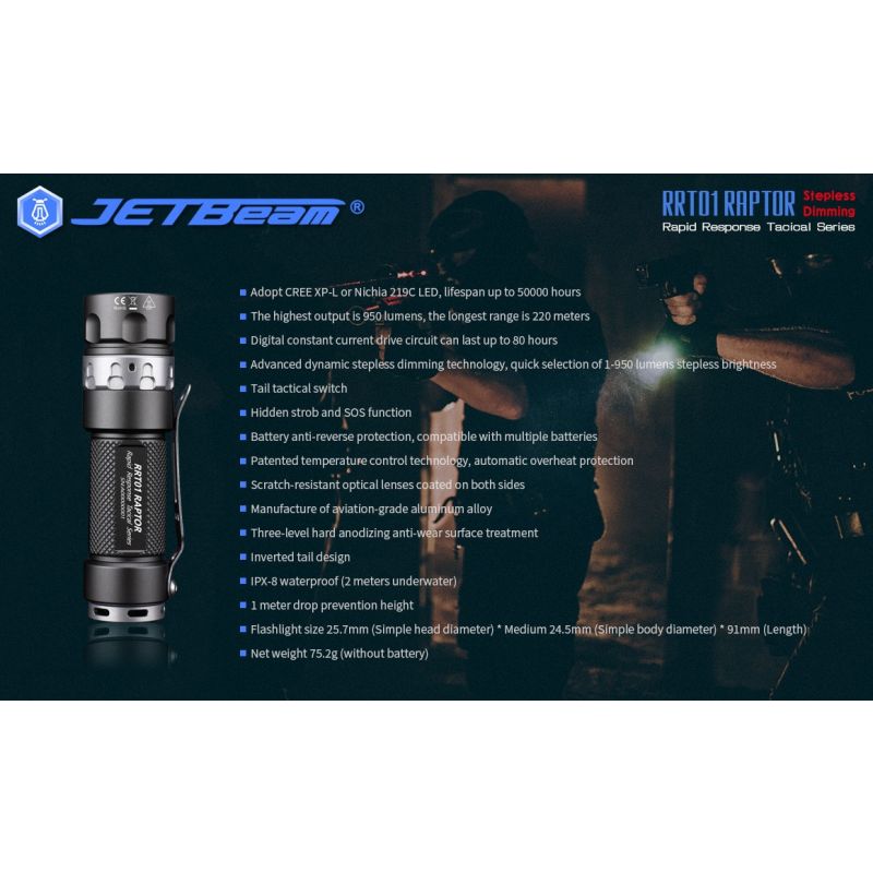 JetBeam Jet-RRT01 XP-L 950 LUMEN LED Lanterna LED