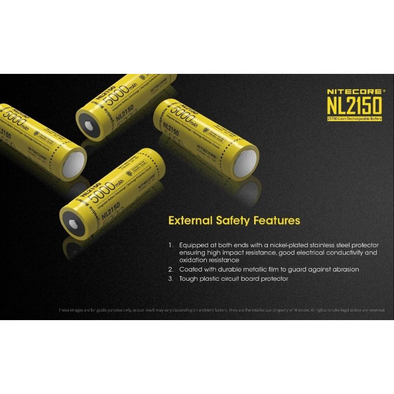 Nitecore nl2150 5000mAH 3.6V 18WH 21700 bateria recarregável de Li-ion