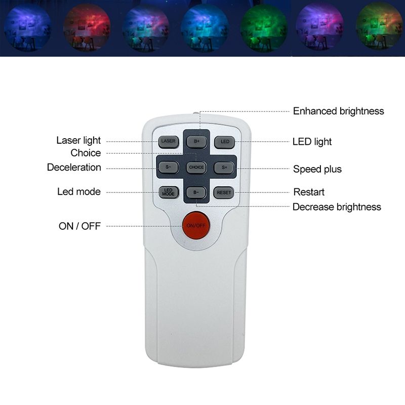 Laser Starry Sky Projetor Night Light 7 Cores 360 Graus Rotação Galáxia Lâmpada de Projeção Ambiente Quarto Noturno Iluminação Presente