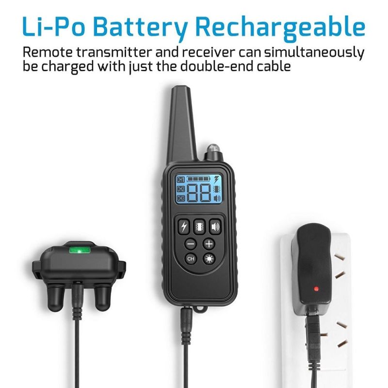 Colar de treinamento de cão elétrico 800m com tela LCD Pet Controle remoto impermeável colares recarregáveis ??para o som de vibração de choque