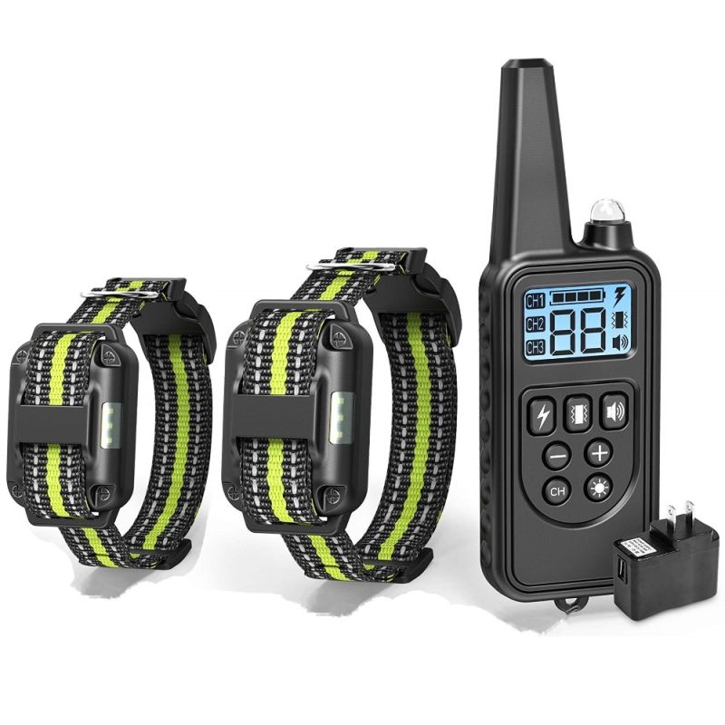 Treinamento de cães elétricos com colar de exibição LCD à prova d 'água recarregável bark-stop controle de controle remoto para som de vibração de choque