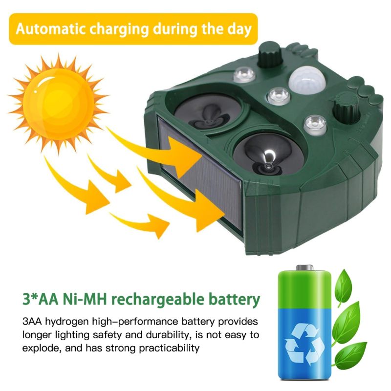 Repelente animal ultrassônico energia solar pássaro cão gato skunk cervos raccoon repelente