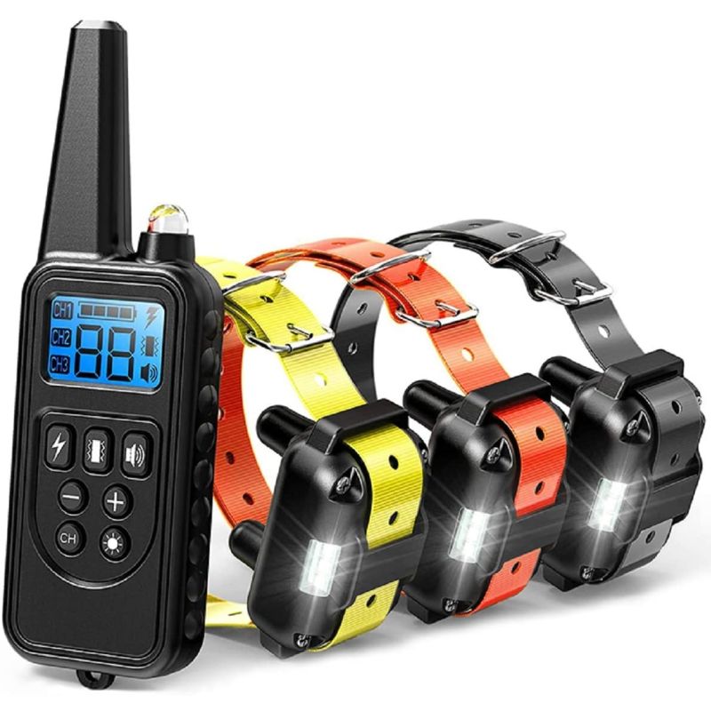 2020 Novo 800m Elétrico Dog Treinando Collar Pet Remoto Recarregável Recarregável com Display LCD para Todo Som Choque Vibração Som