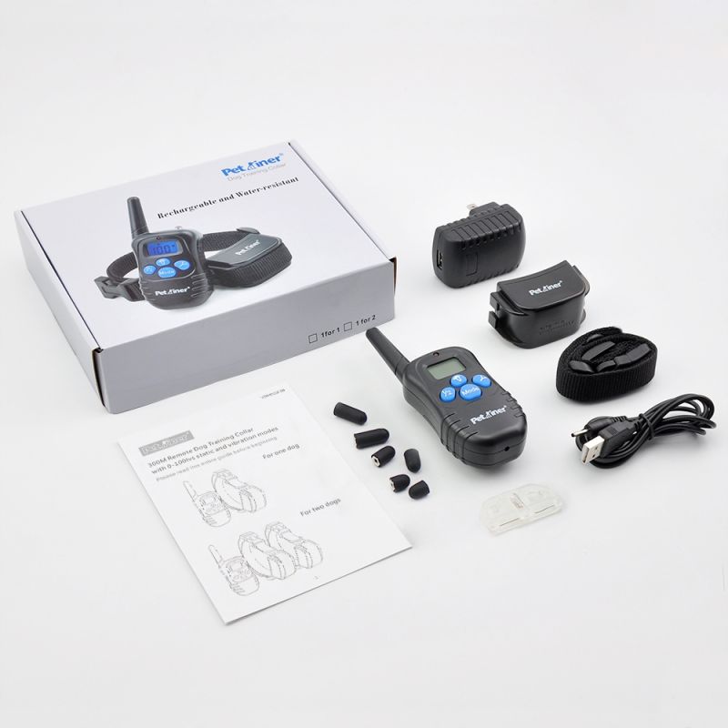 PETRAINER 998D 300M Remote Elétrico Cão Collar Choque Vibração Recarregável à prova de chuva de treinamento de cão com tela LCD