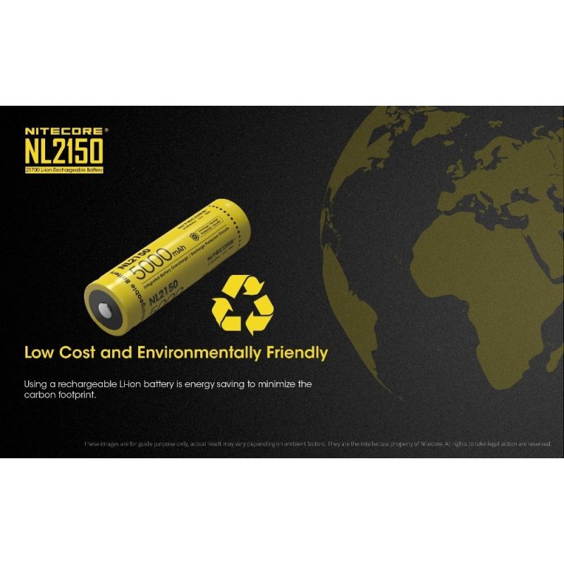 Nitecore nl2150 5000mAH 3.6V 18WH 21700 bateria recarregável de Li-ion