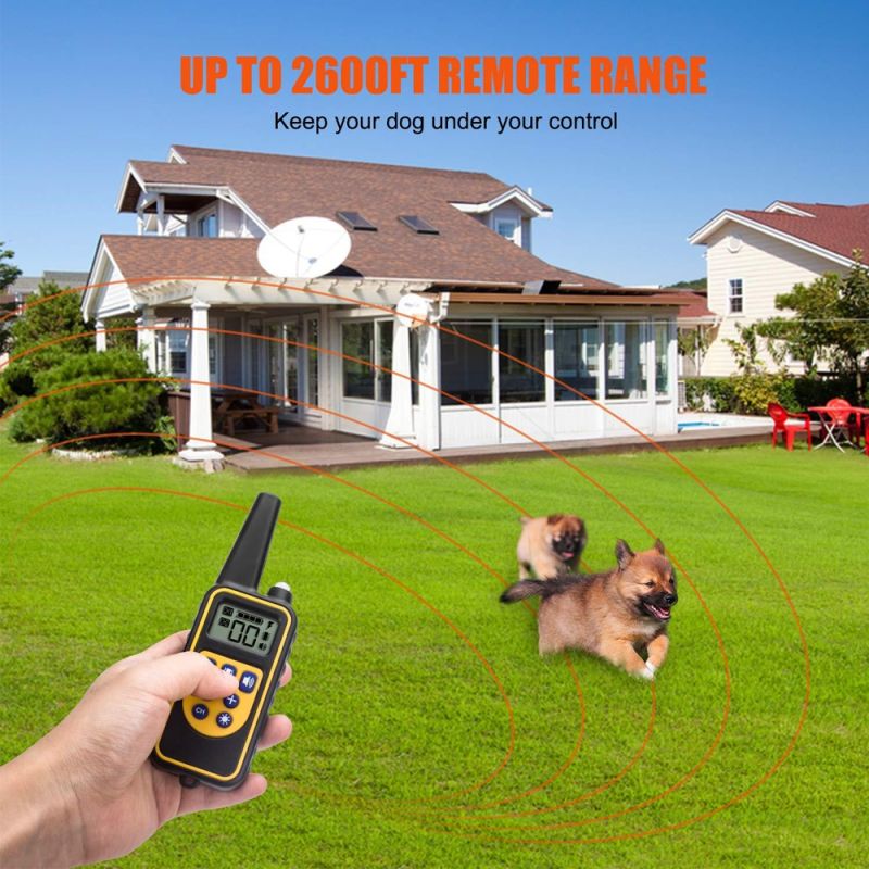 800YD Elétrico Remoto Cão Treinamento Colares Impermeáveis ??Exposição LCD recarregável para todo o modo BEEP Choque Modo de vibração