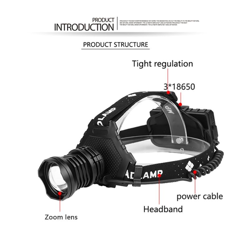 Mais poderoso XHP70 LED Headlamp 8000LM cabeça lâmpada USB recarregável farol impermeável zoom luz de pesca use 18650 bateria
