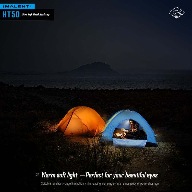 IMALENT HT50 LED Adventure Headlamp Dual Light Sources Rechargeable Lightweight Design High Lumen Output