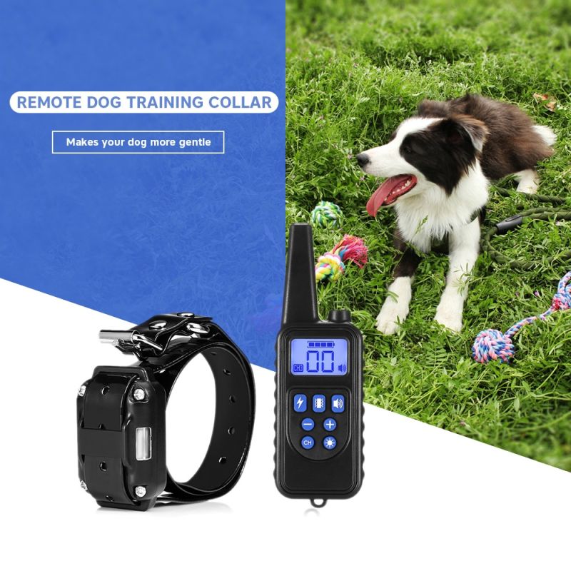 2020 Novo 800m Elétrico Dog Treinando Collar Pet Remoto Recarregável Recarregável com Display LCD para Todo Som Choque Vibração Som