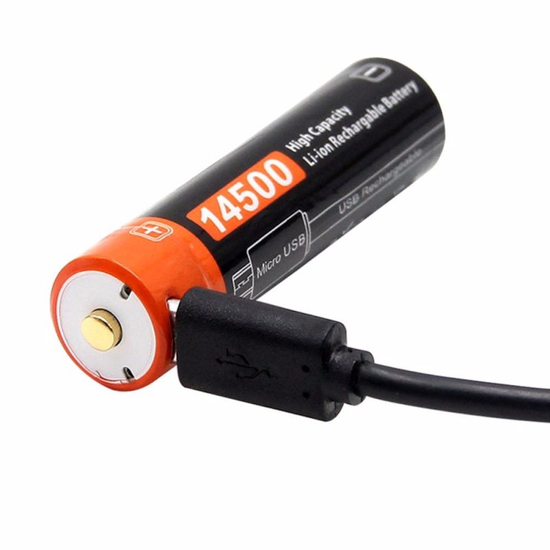 14500 750mAh 3.7V Micro USB Recarregável Li-ion Bateria