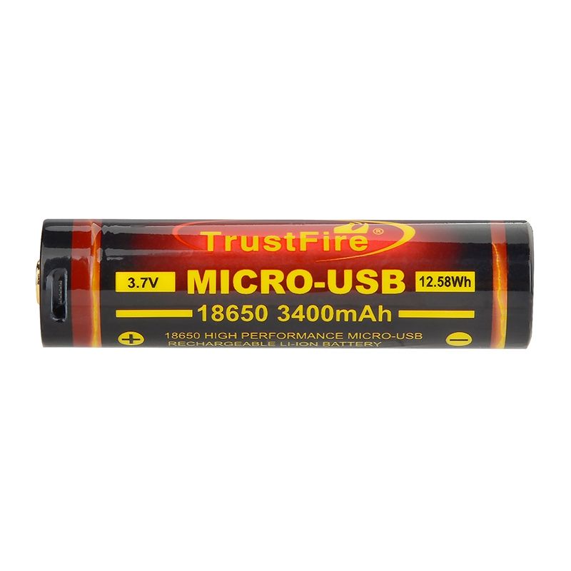 TrustFire 18650 3400mAh 3.7V Micro USB Recarregável Bateria Li-ion