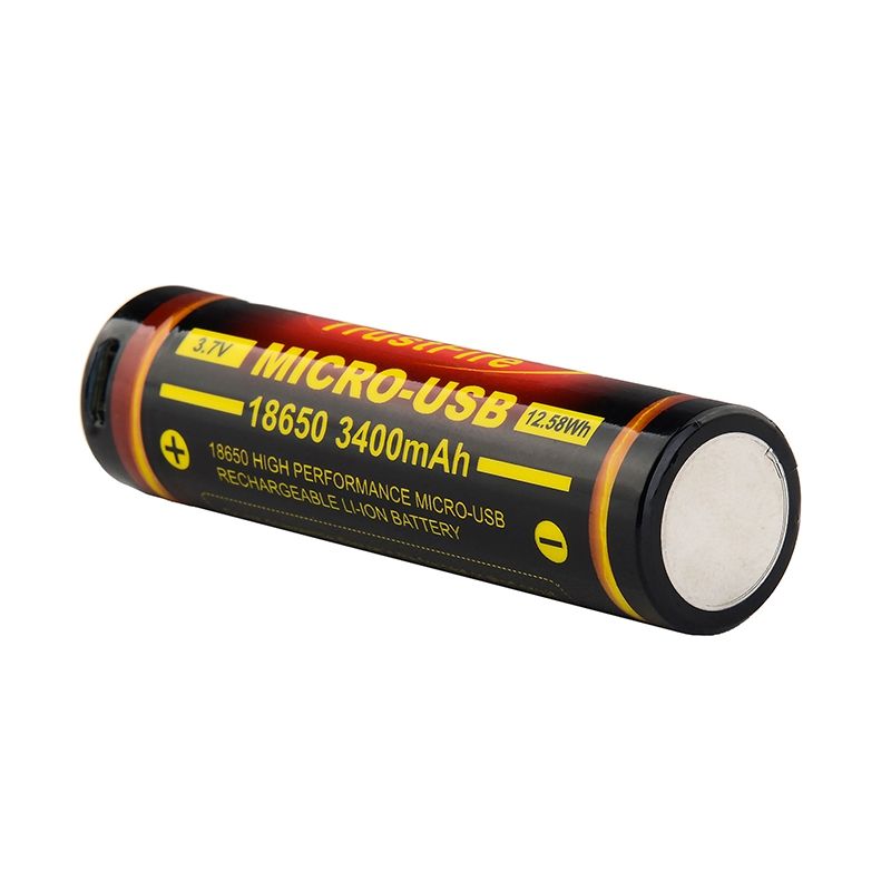 TrustFire 18650 3400mAh 3.7V Micro USB Recarregável Bateria Li-ion