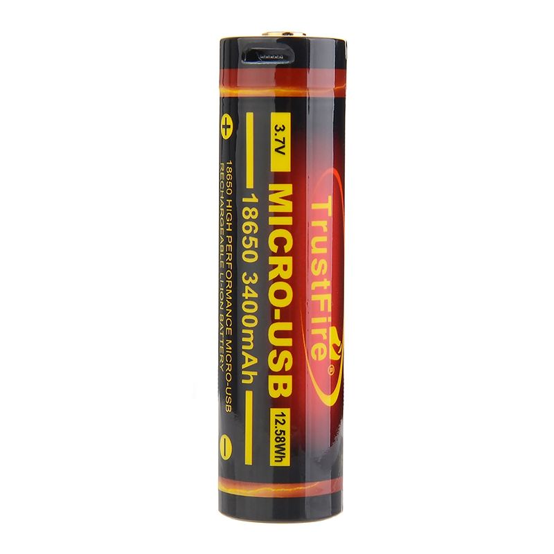 TrustFire 18650 3400mAh 3.7V Micro USB Recarregável Bateria Li-ion
