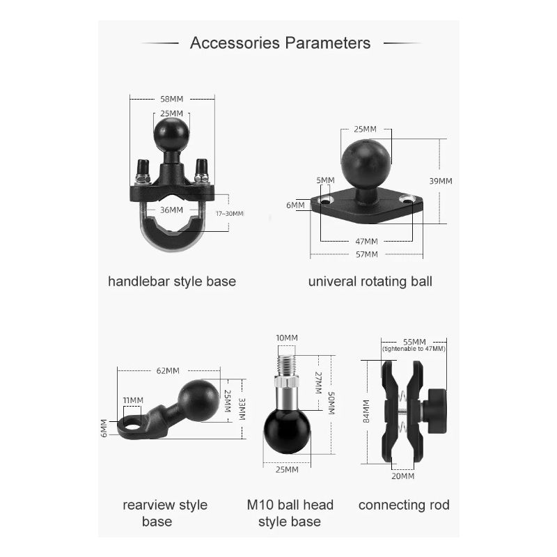 ROCKBROS Phone Holder Durable Aluminum Motorcycle and Cycling Mount with Silicone Shock Absorption Adjustable Stand
